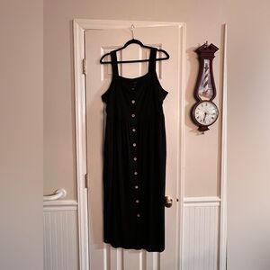 Susan Graver Weekend Navy Button-Front Maxi Dress, XL